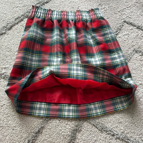 J. Crew Red & Green tartan Plaid Lined Wool holiday Christmas Pull On Skirt 00 - Picture 8 of 10